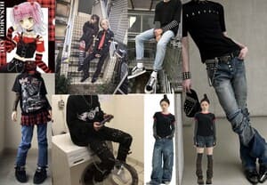 A collage of alternative looking outfits